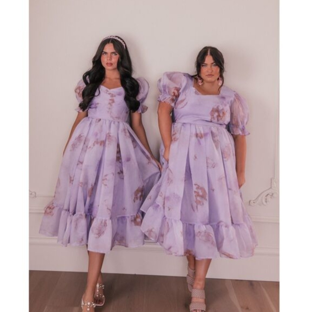 JessaKae Lavender Amelia Dress with Floral Accents Size Medium